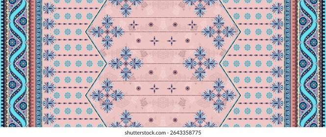 Textile digital Indiana border ikat ethnic Mughal pattern motif flower design traditional tattoo artist classic rock elemental vintage style abstract painting febric geometry Daman beautiful textured 