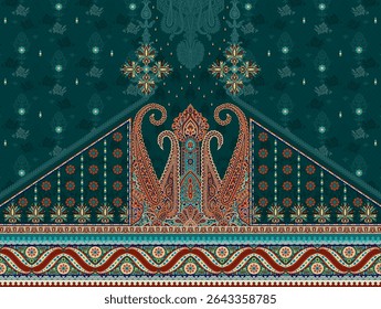 Textile digital Indiana border ikat ethnic Mughal pattern motif flower design traditional tattoo artist classic rock elemental vintage style abstract painting febric geometry Daman beautiful textured 
