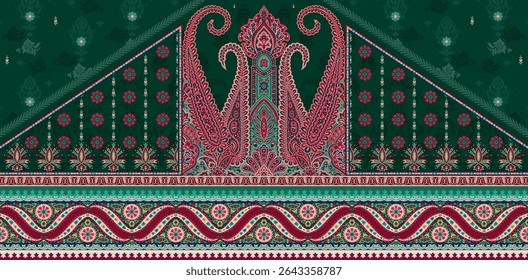 Textile digital Indiana border ikat ethnic Mughal pattern motif flower design traditional tattoo artist classic rock elemental vintage style abstract painting febric geometry Daman beautiful textured 