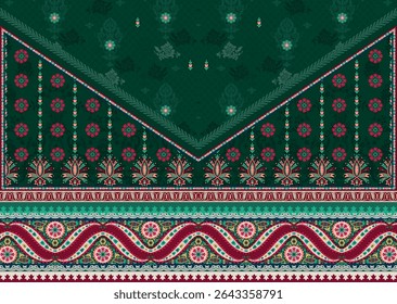 Textile digital Indiana border ikat ethnic Mughal pattern motif flower design traditional tattoo artist classic rock elemental vintage style abstract painting febric geometry Daman beautiful textured 