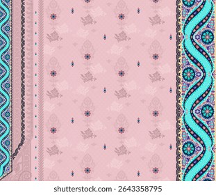 Textile digital Indiana border ikat ethnic Mughal pattern motif flower design traditional tattoo artist classic rock elemental vintage style abstract painting febric geometry Daman beautiful textured 