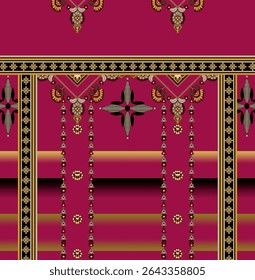 Textile digital Indiana border ikat ethnic Mughal pattern motif flower design traditional tattoo artist classic rock elemental vintage style abstract painting febric geometry Daman beautiful textured 