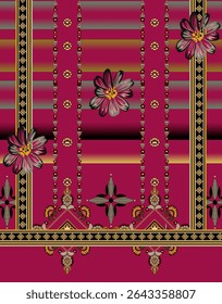 Textile digital Indiana border ikat ethnic Mughal pattern motif flower design traditional tattoo artist classic rock elemental vintage style abstract painting febric geometry Daman beautiful textured 