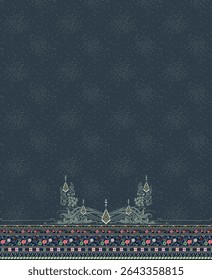 Textile digital Indiana border ikat ethnic Mughal pattern motif flower design traditional tattoo artist classic rock elemental vintage style abstract painting febric geometry Daman beautiful textured 