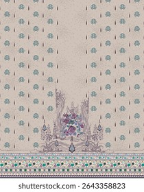 Textile digital Indiana border ikat ethnic Mughal pattern motif flower design traditional tattoo artist classic rock elemental vintage style abstract painting febric geometry Daman beautiful textured 