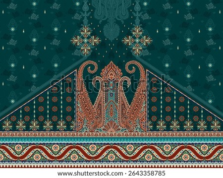 Textile digital Indiana border ikat ethnic Mughal pattern motif flower design traditional tattoo artist classic rock elemental vintage style abstract painting febric geometry Daman beautiful textured 
