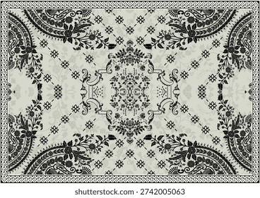 Textile digital motif set of damasks border artworks textured handmade pattern Turkish Thai ornament baroque chunri element traditional tattoo artist crossstitch seamless watercolor painting print in febrics textile industry...........etc.