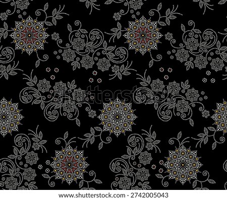 Textile digital motif set of damasks border artworks textured handmade pattern Turkish Thai ornament baroque chunri element traditional tattoo artist crossstitch seamless watercolor painting print in febrics textile industry...........etc.