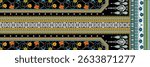 A textile digital Mughal art Flora ornament element motif border pattern indian classical front back and dupattay print in febric industry handmade flowers retro textured skin wall paper towels etc.