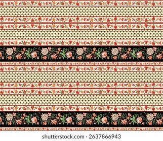 Textile digital Mughal art Flora ornament element Kurtis style ethnic groups motif ikat pattern indian classical texture and front back half tone color flowers retro Daman beautiful design article etc