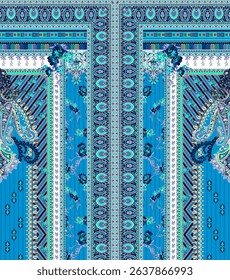Textile digital Mughal art Flora ornament element Kurtis style ethnic groups motif ikat pattern indian classical texture and front back half tone color flowers retro Daman beautiful design article etc