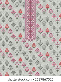 Textile digital Mughal art Flora ornament element Kurtis style ethnic groups motif ikat pattern indian classical texture and front back half tone color flowers retro Daman beautiful design article etc