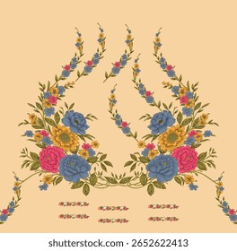 Textile digital arte mogol elemento de ornamento Flora estilo Kurtis tatuagem tradicional texturizado pele parede papelada para mulheres Indiana roupas e coisas como padrão de fronteira flores artesanais retro etc