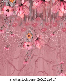 Textile digital arte mogol elemento de ornamento Flora estilo Kurtis tatuagem tradicional texturizado pele parede papelada para mulheres Indiana roupas e coisas como padrão de fronteira flores artesanais retro etc