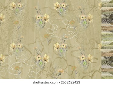 Textile digital arte mogol elemento de ornamento Flora estilo Kurtis tatuagem tradicional texturizado pele parede papelada para mulheres Indiana roupas e coisas como padrão de fronteira flores artesanais retro etc