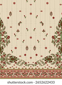 Textile digital arte mogol elemento de ornamento Flora estilo Kurtis tatuagem tradicional texturizado pele parede papelada para mulheres Indiana roupas e coisas como padrão de fronteira flores artesanais retro etc