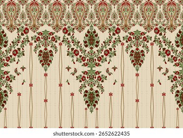 Textile digital arte mogol elemento de ornamento Flora estilo Kurtis tatuagem tradicional texturizado pele parede papelada para mulheres Indiana roupas e coisas como padrão de fronteira flores artesanais retro etc