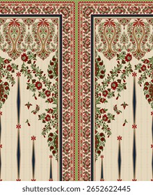 Textile digital arte mogol elemento de ornamento Flora estilo Kurtis tatuagem tradicional texturizado pele parede papelada para mulheres Indiana roupas e coisas como padrão de fronteira flores artesanais retro etc