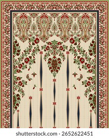 Textile digital arte mogol elemento de ornamento Flora estilo Kurtis tatuagem tradicional texturizado pele parede papelada para mulheres Indiana roupas e coisas como padrão de fronteira flores artesanais retro etc