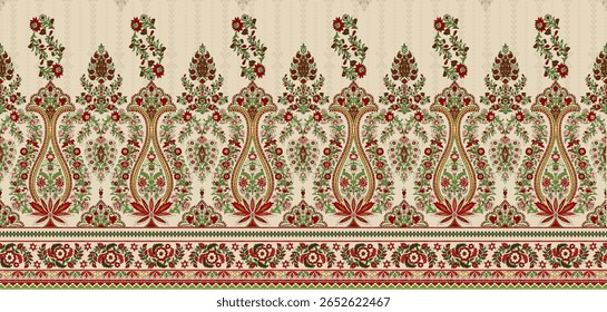 Textile digital arte mogol elemento de ornamento Flora estilo Kurtis tatuagem tradicional texturizado pele parede papelada para mulheres Indiana roupas e coisas como padrão de fronteira flores artesanais retro etc