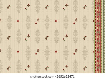 Textile digital arte mogol elemento de ornamento Flora estilo Kurtis tatuagem tradicional texturizado pele parede papelada para mulheres Indiana roupas e coisas como padrão de fronteira flores artesanais retro etc