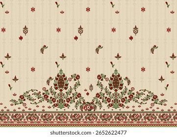 Textile digital arte mogol elemento de ornamento Flora estilo Kurtis tatuagem tradicional texturizado pele parede papelada para mulheres Indiana roupas e coisas como padrão de fronteira flores artesanais retro etc