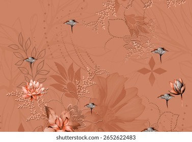 Textile digital arte mogol elemento de ornamento Flora estilo Kurtis tatuagem tradicional texturizado pele parede papelada para mulheres Indiana roupas e coisas como padrão de fronteira flores artesanais retro etc