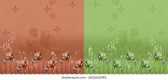 Textile digital arte mogol elemento de ornamento Flora estilo Kurtis tatuagem tradicional texturizado pele parede papelada para mulheres Indiana roupas e coisas como padrão de fronteira flores artesanais retro etc