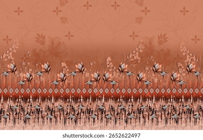 Textile digital arte mogol elemento de ornamento Flora estilo Kurtis tatuagem tradicional texturizado pele parede papelada para mulheres Indiana roupas e coisas como padrão de fronteira flores artesanais retro etc