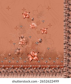 Textile digital arte mogol elemento de ornamento Flora estilo Kurtis tatuagem tradicional texturizado pele parede papelada para mulheres Indiana roupas e coisas como padrão de fronteira flores artesanais retro etc