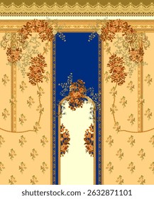 Têxtil digital Moghal padrão motif ikat fundo étnico flores artesanais retro texturizado pele parede elemento de papel estilo Kurtis tradicional tatuagem artista impressão na indústria febric 