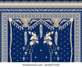 Textile digital Mughal pattern motif ikat ethnic background handmade flowers retro textured skin wall paper element Kurtis style traditional tattoo artist print in febric industry 