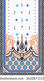 Textile digital Mughal pattern motif ikat ethnic background handmade flowers retro textured skin wall paper element Kurtis style traditional tattoo artist print in febric industry 