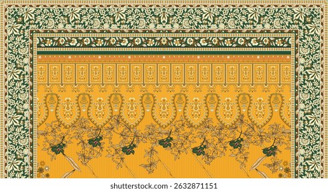 Textile digital Mughal pattern motif ikat ethnic background handmade flowers retro textured skin wall paper element Kurtis style traditional tattoo artist print in febric industry 