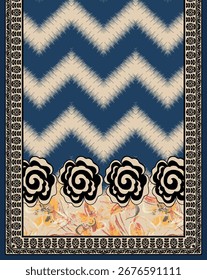 Textile digital Mughal pattern, Seamless Asian decorative floral flower Border design.Vector flower floral border design, set of Damask Wallpaper gifts card Border motif Ornament Element Kurtis styles