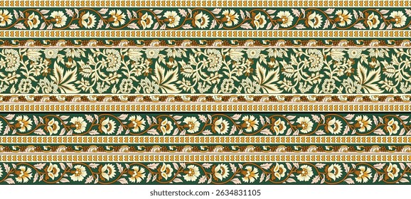 A textile digital Mughal pattern set of damask wallpaper border motif ornament element Kurtis style traditional tattoo artist print in febric industry handmade flowers retro textured wall paperwork