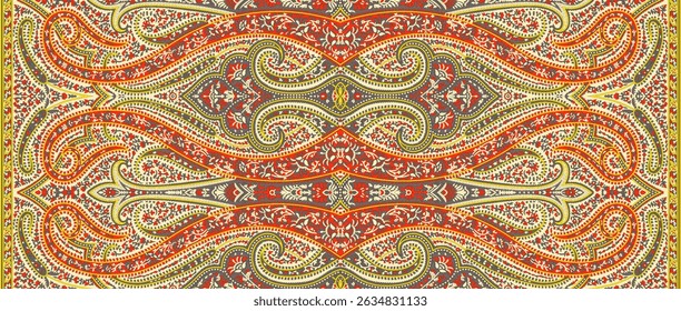 Um conjunto de padrão mogol digital têxtil de damasco papel de parede borda motivo ornamento elemento Kurtis estilo tatuagem tradicional impressão na indústria febric flores artesanais retro texturizado parede papelada