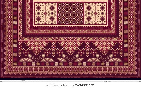 A textile digital Mughal pattern set of damask wallpaper border motif ornament element Kurtis style traditional tattoo artist print in febric industry handmade flowers retro textured wall paperwork