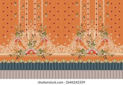 Textile digital Mughal pattern set of damask wallpaper gifts card for women Indiana border classical texture traditional tattoo artist motif ornament element Kurtis style ethnic groups background etc.