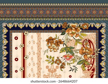 A textile digital Mughal pattern set of damask wallpaper gifts card for women Indiana borders classical textured traditional tattoo artist print in febric geometry Daman beautiful element Kurtis Logo 