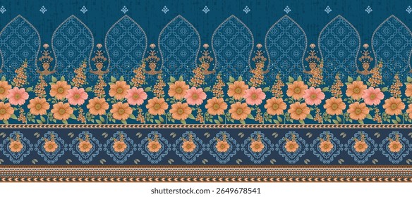 Têxtil digital Mughal padrão conjunto de damasco papel de parede presentes cartão para mulheres Indiana bordas textura clássica tradicional tatuagem artista impressão em geometria febric Daman bela série turca de motivo