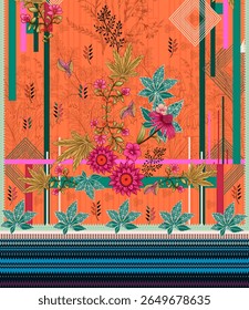 Textile digital Mughal pattern set of damask wallpaper gifts card for women Indiana borders classical texture traditional tattoo artist print in febric geometry Daman beautiful Turkish series of motif