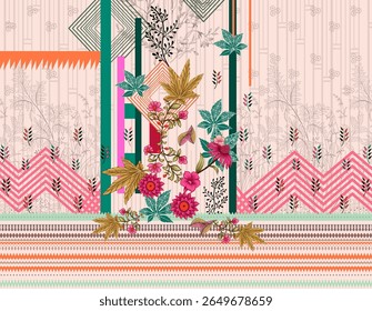 Têxtil digital Mughal padrão conjunto de damasco papel de parede presentes cartão para mulheres Indiana bordas textura clássica tradicional tatuagem artista impressão em geometria febric Daman bela série turca de motivo