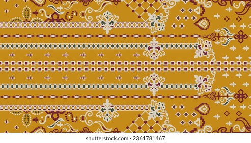 Textile digital pattern elegant border design and vintage paisleys and motifs. traditional paisley style border art. Design watercolor handmade artwork, trends, texture, vintage hand drawing print etc