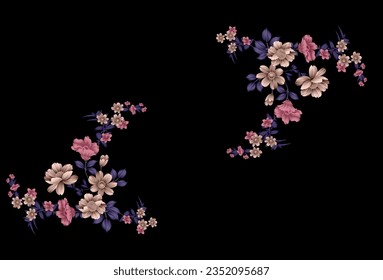 Textile digital pattern motif design ethnic style print in fabric.