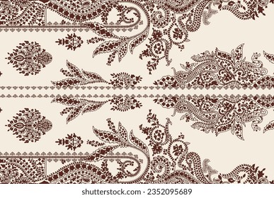 Textile digital pattern motif design ethnic style print in fabric.