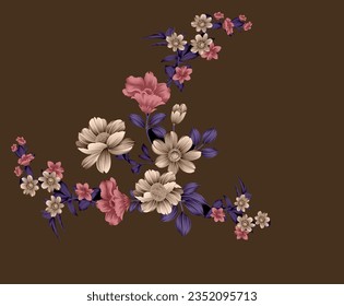 Textile digital pattern motif design ethnic style print in fabric.