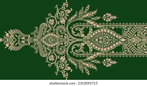 Textile digital pattern motif design ethnic style print in fabric.
