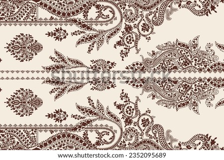 Textile digital pattern motif design ethnic style print in fabric.