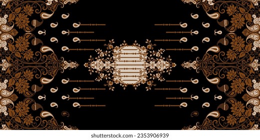 Textile digital pattern motif handmade drown ikat rugs paisley print in fabric.